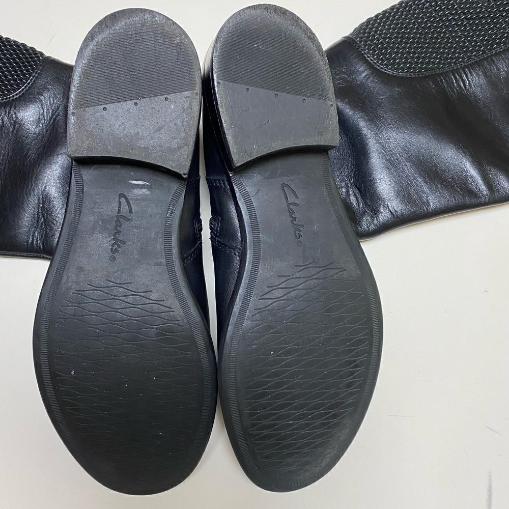 Clarks Women’s Pita Arizona Black Leather Full Zip Knee High Riding Boots Sz 6.5 - Picture 14 of 16